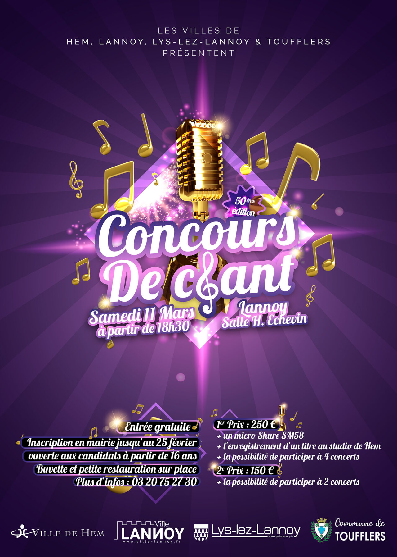, Les inscriptions pour le 52e concours de chant des villes de Lannoy, Lys-lez-Lannoy, Hem et Toufflers sont ouvertes